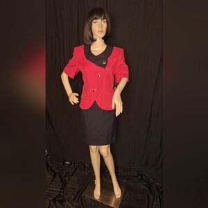 NWT/Kim Rogers 2 piece pink and navy skirt suit/size 8